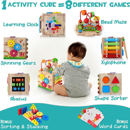 PlayCube™ Activiteitenkubus | 8-in-1 leren, ontdekken en spelen