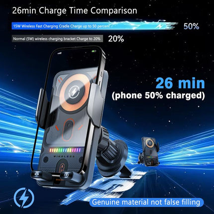 MagCharge™ Autohouder met draadloze oplaadfunctie | Stabiele grip, automatisch klemmen en razendsnel opladen onderweg