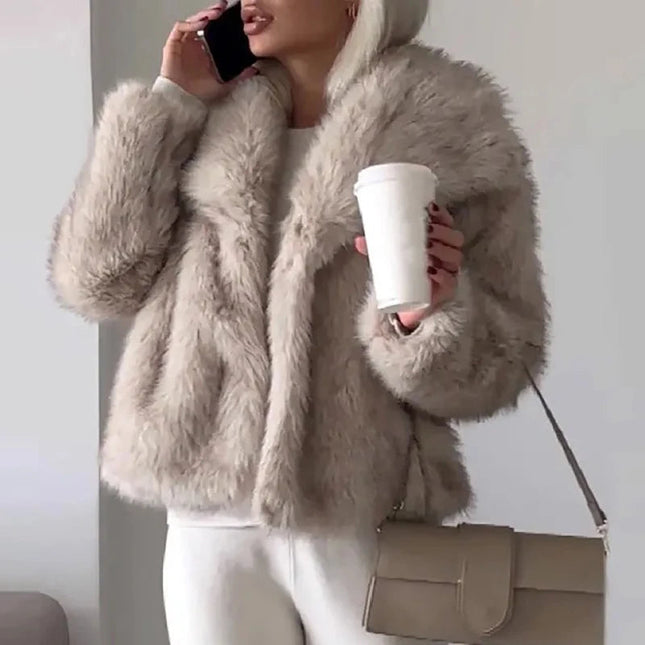 CozyFur™ Dames Korte Jas van Imitatiebont | Warm en stijlvol, perfect voor herfst en winter