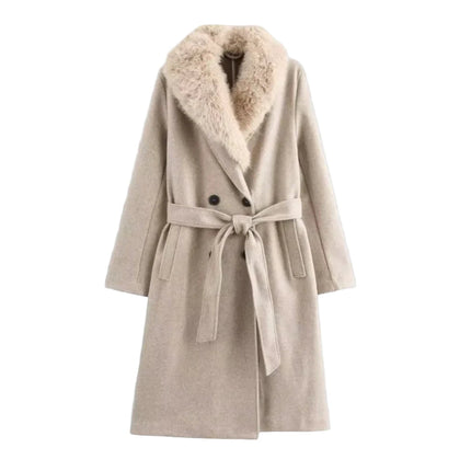 LuxeWarm™ Dames Trenchcoat met Bontafwerking | Elegant en warm voor elke gelegenheid
