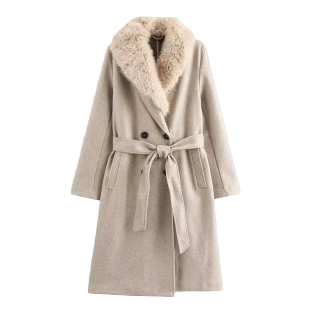 LuxeWarm™ Dames Trenchcoat met Bontafwerking | Elegant en warm voor elke gelegenheid