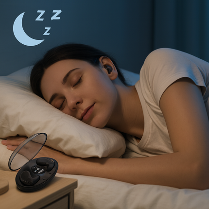 SleepSound™ Draadloze Mini Oordopjes | Ultiem comfort en rustgevende audio, dag en nacht