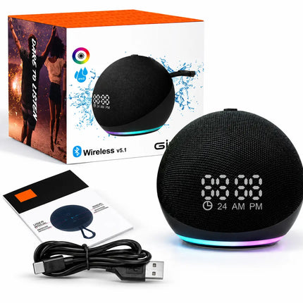 CDS™ Bluetooth portable speaker met LED-klok en wekker | Jouw sfeervolle eyecatcher!