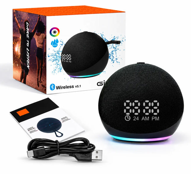 CDS™ Bluetooth portable speaker met LED-klok en wekker | Jouw sfeervolle eyecatcher!