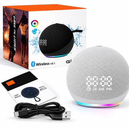 CDS™ Bluetooth portable speaker met LED-klok en wekker | Jouw sfeervolle eyecatcher!
