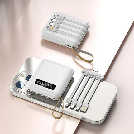 PowerGo™ Mini Powerbank 20.000 mAh met Geïntegreerde Kabels | Altijd opladen zonder losse kabels