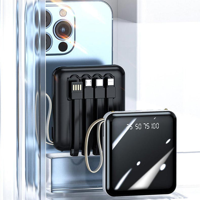 PowerGo™ Mini Powerbank 20.000 mAh met Geïntegreerde Kabels | Altijd opladen zonder losse kabels