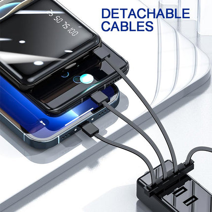 PowerGo™ Mini Powerbank 20.000 mAh met Geïntegreerde Kabels | Altijd opladen zonder losse kabels