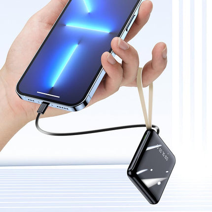 PowerGo™ Mini Powerbank 20.000 mAh met Geïntegreerde Kabels | Altijd opladen zonder losse kabels