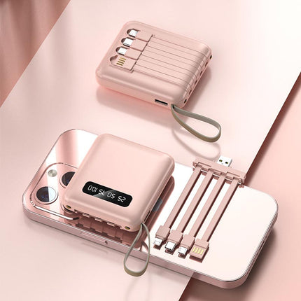PowerGo™ Mini Powerbank 20.000 mAh met Geïntegreerde Kabels | Altijd opladen zonder losse kabels