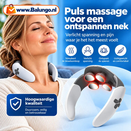 NeckEase™ EMS Nekmassager met warmtefunctie | Investeer eenmalig en verwen jezelf iedere dag met een heerlijke nekmassage!