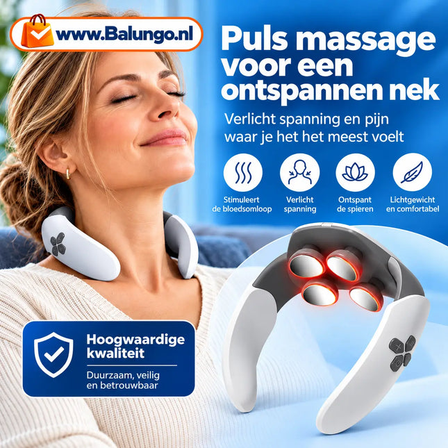 NeckEase™ EMS Nekmassager met warmtefunctie | Investeer eenmalig en verwen jezelf iedere dag met een heerlijke nekmassage!