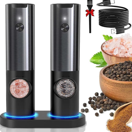 SpicePro™ Oplaadbare Elektrische Zout- en Pepermolen Set | Perfect kruiden met één hand, elke keer weer