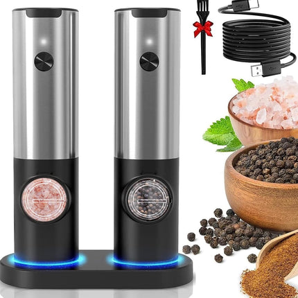 SpicePro™ Oplaadbare Elektrische Zout- en Pepermolen Set | Perfect kruiden met één hand, elke keer weer