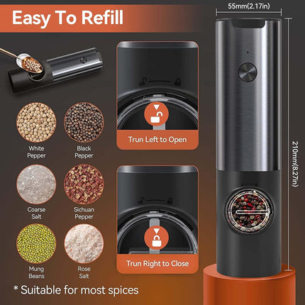 SpicePro™ Oplaadbare Elektrische Zout- en Pepermolen Set | Perfect kruiden met één hand, elke keer weer