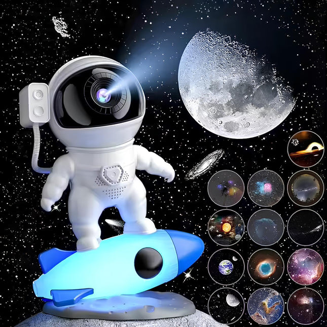 AstroGlow™ Astronaut Projectorlamp | Creëer een magische sterrenhemel met muziek en sfeer
