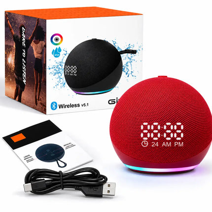 CDS™ Bluetooth portable speaker met LED-klok en wekker | Jouw sfeervolle eyecatcher!