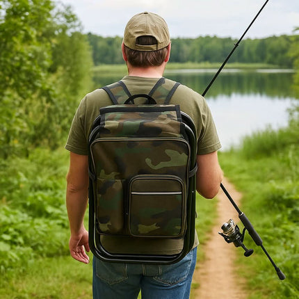 CamoChair Pack™ Rugzakstoel | Zit, draag en koel alles in één slimme outdoor oplossing