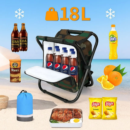 CamoChair Pack™ Rugzakstoel | Zit, draag en koel alles in één slimme outdoor oplossing