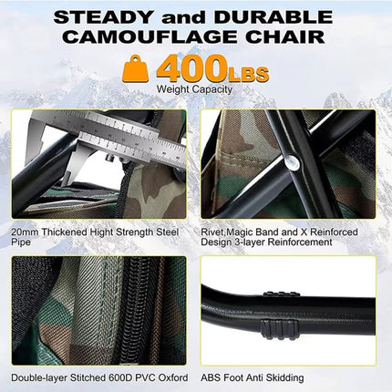 CamoChair Pack™ Rugzakstoel | Zit, draag en koel alles in één slimme outdoor oplossing