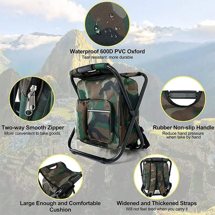 CamoChair Pack™ Rugzakstoel | Zit, draag en koel alles in één slimme outdoor oplossing