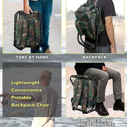 CamoChair Pack™ Rugzakstoel | Zit, draag en koel alles in één slimme outdoor oplossing