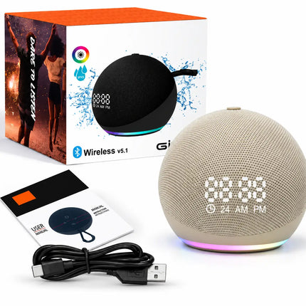 CDS™ Bluetooth portable speaker met LED-klok en wekker | Jouw sfeervolle eyecatcher!