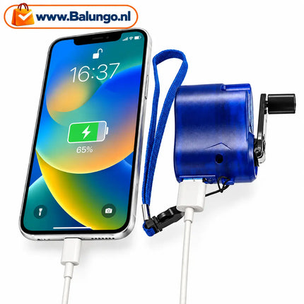CrankCharge™ Noodlader met handslinger | NOOIT MEER ZONDER STROOM, waar je ook bent!