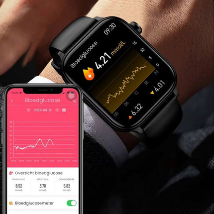 GlucoCare™ Smartwatch voor Senioren | Veiligheid en gezondheid binnen handbereik