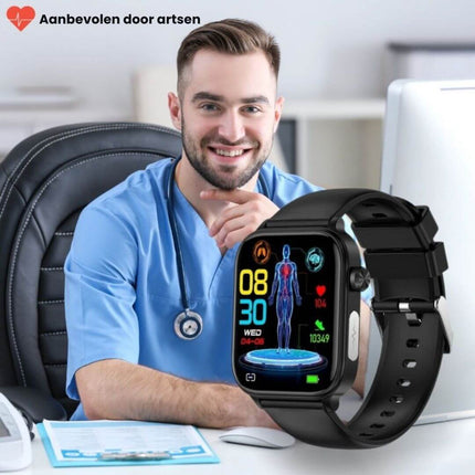 GlucoCare™ Smartwatch voor Senioren | Veiligheid en gezondheid binnen handbereik