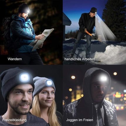 LightWarm™ Unisex Beanie met Afneembare LED-koplamp | Warm blijven én zien in het donker