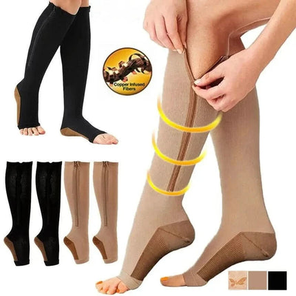 SupportZip™ Compressiesokken | Comfort en ondersteuning voor vermoeide benen