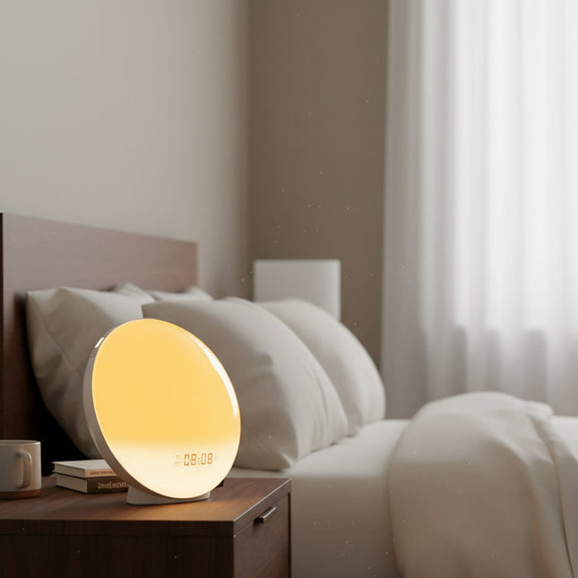 SunriseGlow™ Wekker | Word natuurlijk wakker met licht en rustgevende geluiden