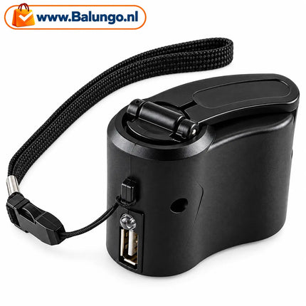 CrankCharge™ Noodlader met handslinger | NOOIT MEER ZONDER STROOM, waar je ook bent!
