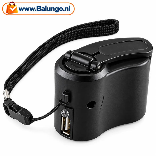 CrankCharge™ Noodlader met handslinger | NOOIT MEER ZONDER STROOM, waar je ook bent!