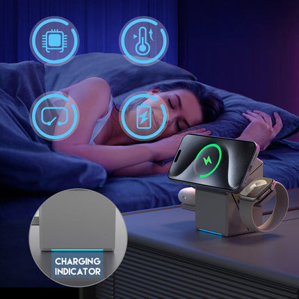 3-in-1 Opvouwbaar Magnetisch Draadloos Laadstation | Laad al je apparaten tegelijk en zonder kabels op
