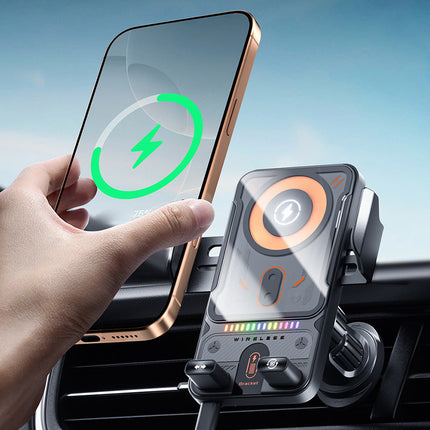 MagCharge™ Autohouder met draadloze oplaadfunctie | Stabiele grip, automatisch klemmen en razendsnel opladen onderweg
