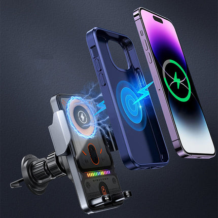 MagCharge™ Autohouder met draadloze oplaadfunctie | Stabiele grip, automatisch klemmen en razendsnel opladen onderweg
