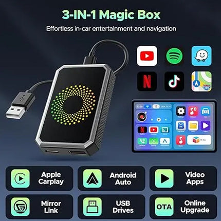 DriveBox™ 3-in-1 CarPlay Adapter | Maak moeiteloos van je autoscherm een slimme 4K entertainment hub