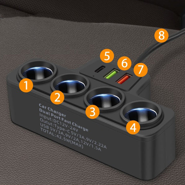 PowerHub™ 7-in-1 Auto Oplader | Laad tot 7 apparaten tegelijk zonder gedoe of lege accu’s onderweg