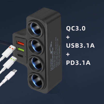PowerHub™ 7-in-1 Auto Oplader | Laad tot 7 apparaten tegelijk zonder gedoe of lege accu’s onderweg