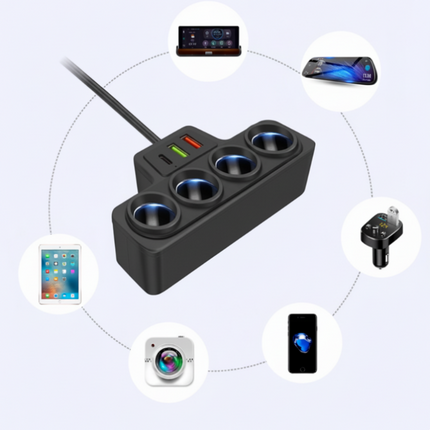 PowerHub™ 7-in-1 Auto Oplader | Laad tot 7 apparaten tegelijk zonder gedoe of lege accu’s onderweg