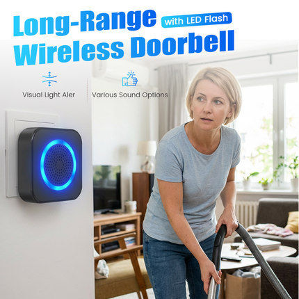 DoorAlert™ Draadloze Deurbel | Mis nooit meer een bezoeker met krachtig bereik en helder LED-signaal