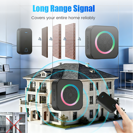 DoorAlert™ Draadloze Deurbel | Mis nooit meer een bezoeker met krachtig bereik en helder LED-signaal