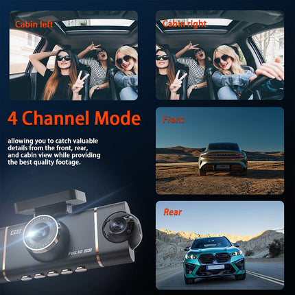 DriveGuard™ 4-Kanaals Dashcam | Volledige bescherming rondom je auto