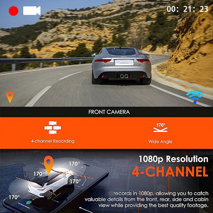 DriveGuard™ 4-Kanaals Dashcam | Volledige bescherming rondom je auto