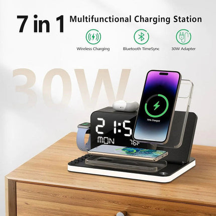 ChargeHub™ 7-in-1 Draadloos Laadstation | Laad al je apparaten tegelijk en houd je bureau strak en georganiseerd