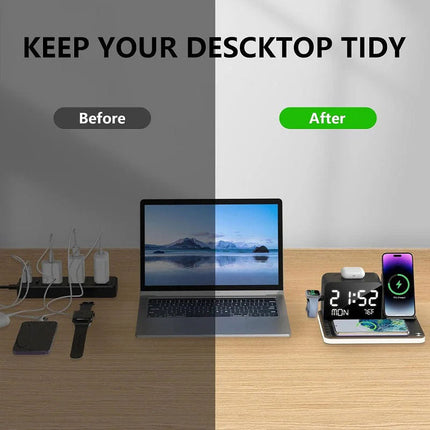 ChargeHub™ 7-in-1 Draadloos Laadstation | Laad al je apparaten tegelijk en houd je bureau strak en georganiseerd