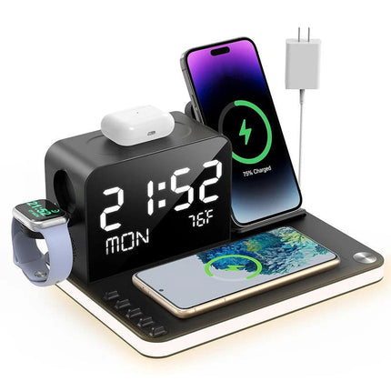 ChargeHub™ 7-in-1 Draadloos Laadstation | Laad al je apparaten tegelijk en houd je bureau strak en georganiseerd