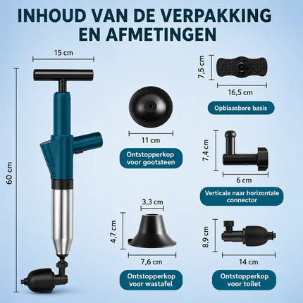 DrainPro™ Hogedruk ontstopper | Zelfstandig en eenvoudig vertoppingen oplossen, zonder dure hulp in te huren!